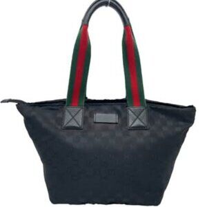 Authentic Gucci GG Nylon Sherry Line Black Handbag